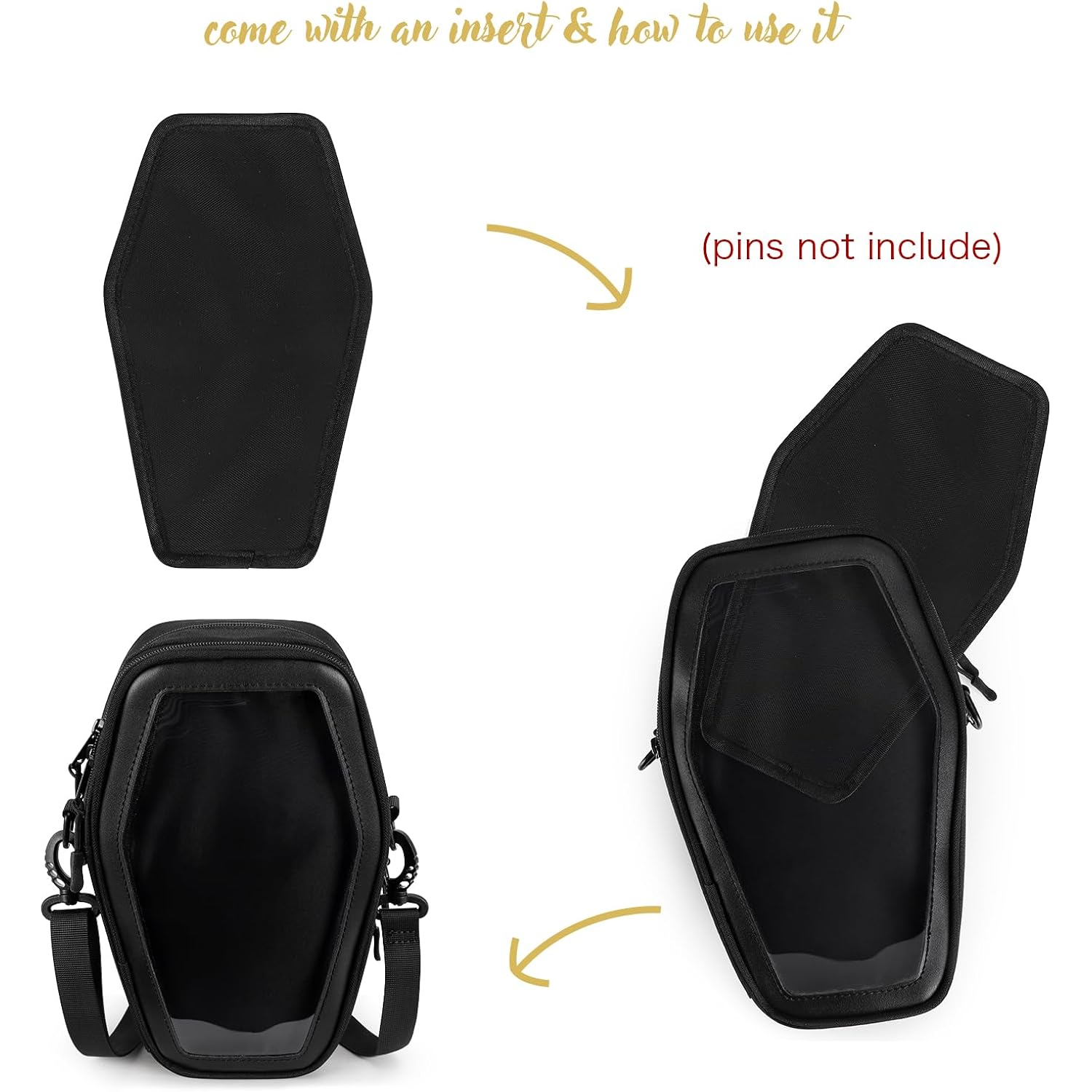 Steamedbun Ita Coffin Purse With Insert Gothic Crossbody Bag For Halloween
