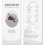JMEOWIO Gel Nail Stickers Dark Blue Cat Eye Semi Cured Gel Nail Strips Wraps UV/LED Nails Art Design Decoration Accessories