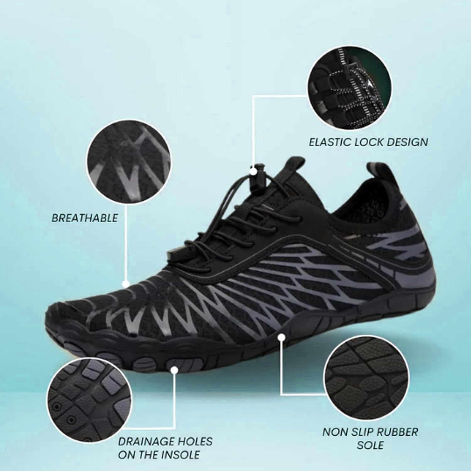 Barefoot Shoes Womens Mens Footwear For Walking Hiking With Wide Toe Box,Healthy & Non-Slip,Breathable Barefoot Vitality Water Shoes For Beach Pool Swim Outdoor (Unisex)