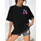 Be Happy Lift Heavy Shirt Women: Oversized Gym Weightlifting Graphic Tshirt Funny Workout Shirts Casual Gym Lover Tops Black