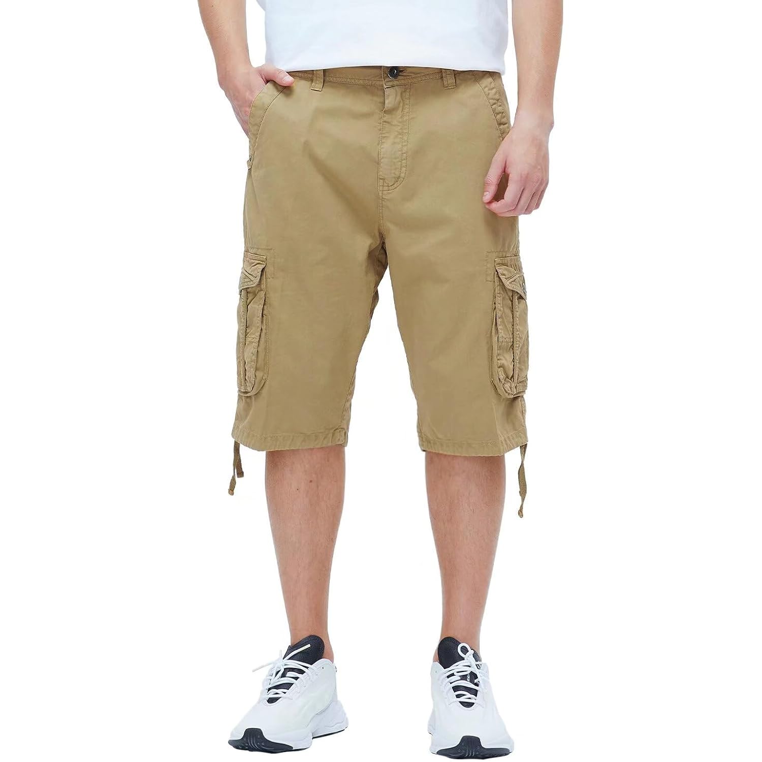 Best South Men'S Long Cargo Shorts Casual Below Knee 13 Inches Capri Shorts Relaxed Fit With Pockets