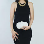 Women Pearl Clutches Noble Crystal Beaded Evening Handbag Chain Strap Shoulder Bag For Wedding Bridal Party Prom