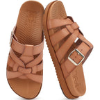 Kuailu Gladiator Sandals For Women With Comfortable Arch Support Summer Beach Walking Fisherman Slides Boho Outfits Flats Slip On Cushion Shoes Indoor Outdoor