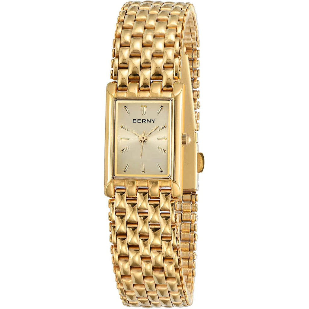 Berny Gold Watches For Women Updated Ladies Quartz Wrist Watches Stainless Steel Band Womens Small Gold Watch Luxury Casual Fashion Bracelet Tools Included