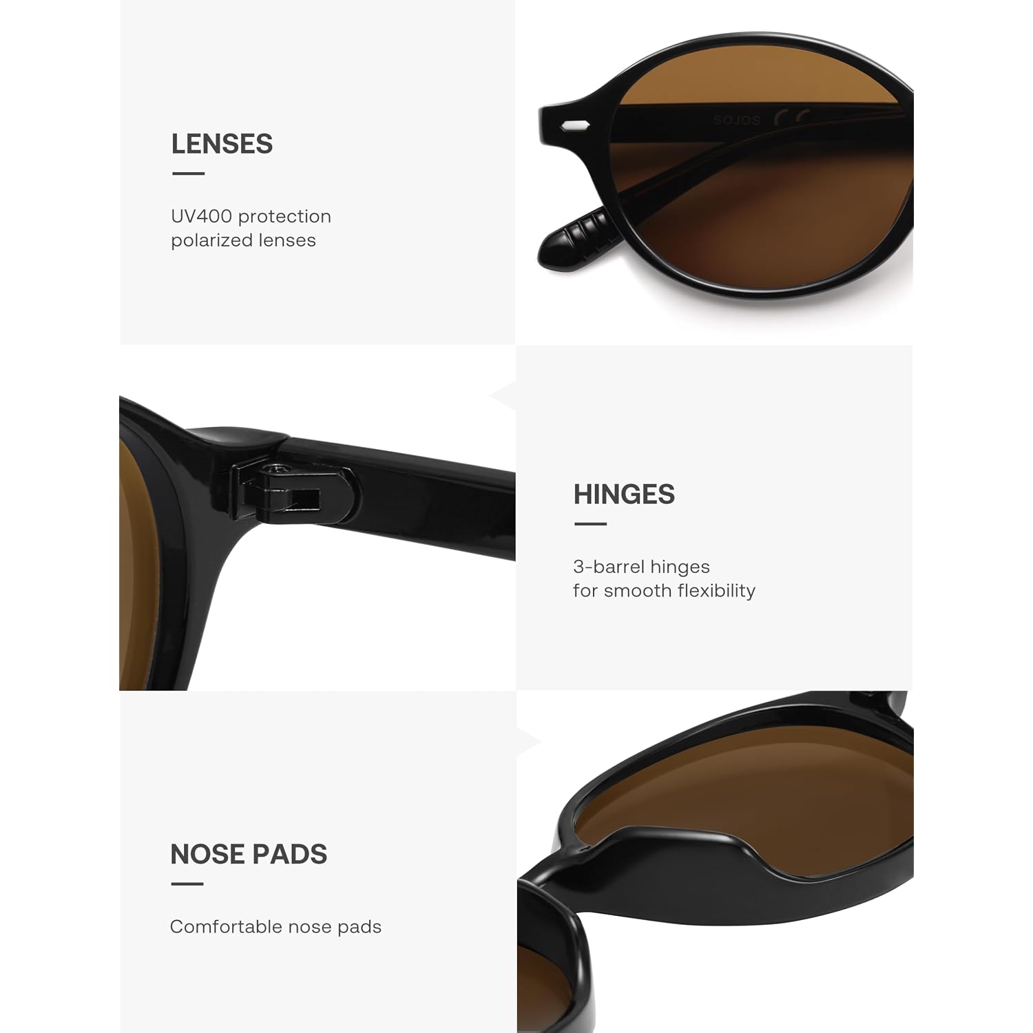Sojos Retro Oval Round Polarized Sunglasses Womens Mens, Small Chic Vintage Trendy Sunnies Sj2611