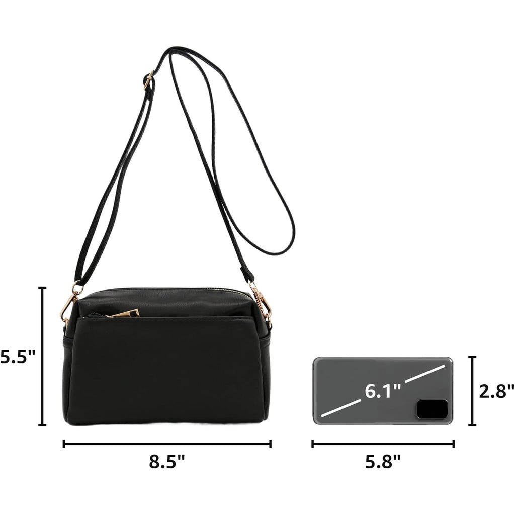 Triple Zip Small Crossbody Bag