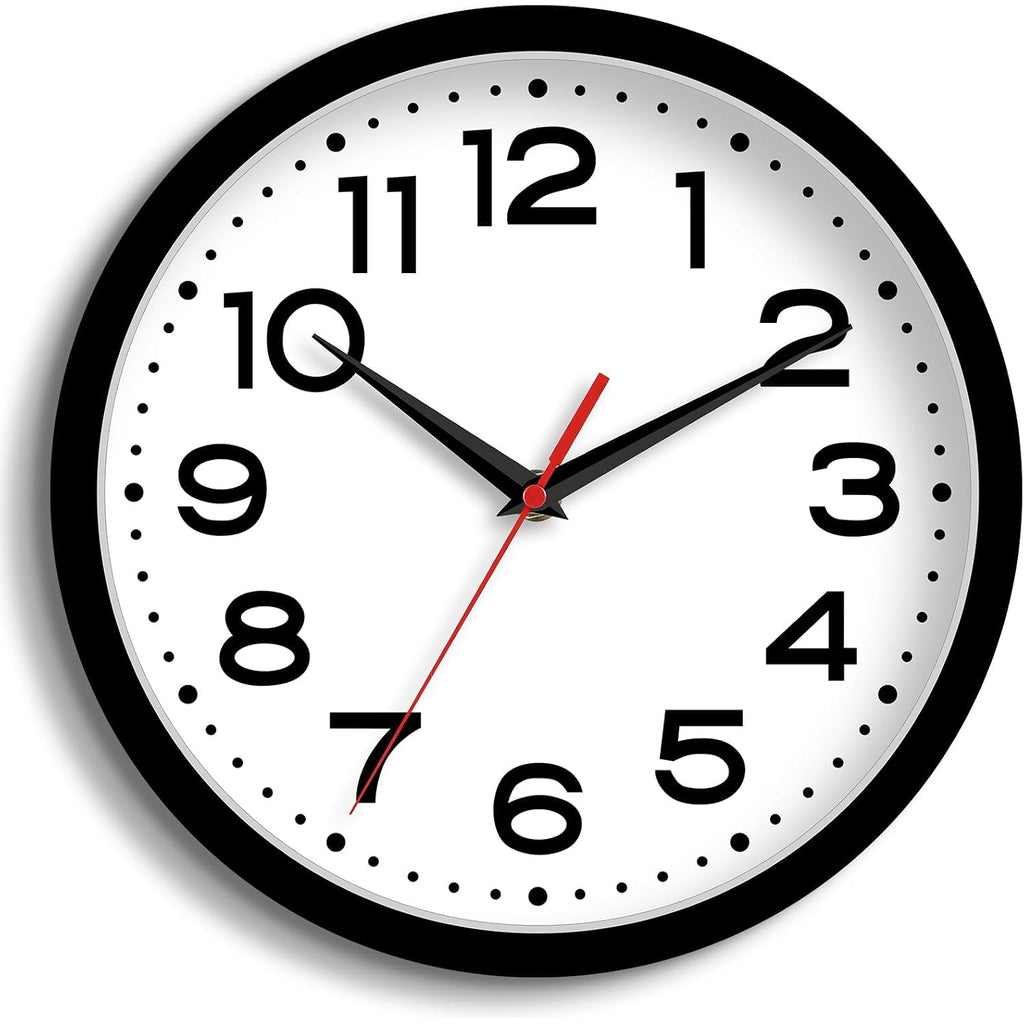 Roymnie Wall Clock Silent Non-Ticking Modern Clock Battery Operated 8 Inch Small Classic Analog Decorative For Classroom, Living Room, Office, Bedroom, School, Hotel (Black)
