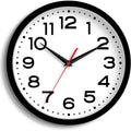 Roymnie Wall Clock Silent Non-Ticking Modern Clock Battery Operated 8 Inch Small Classic Analog Decorative For Classroom, Living Room, Office, Bedroom, School, Hotel (Black)