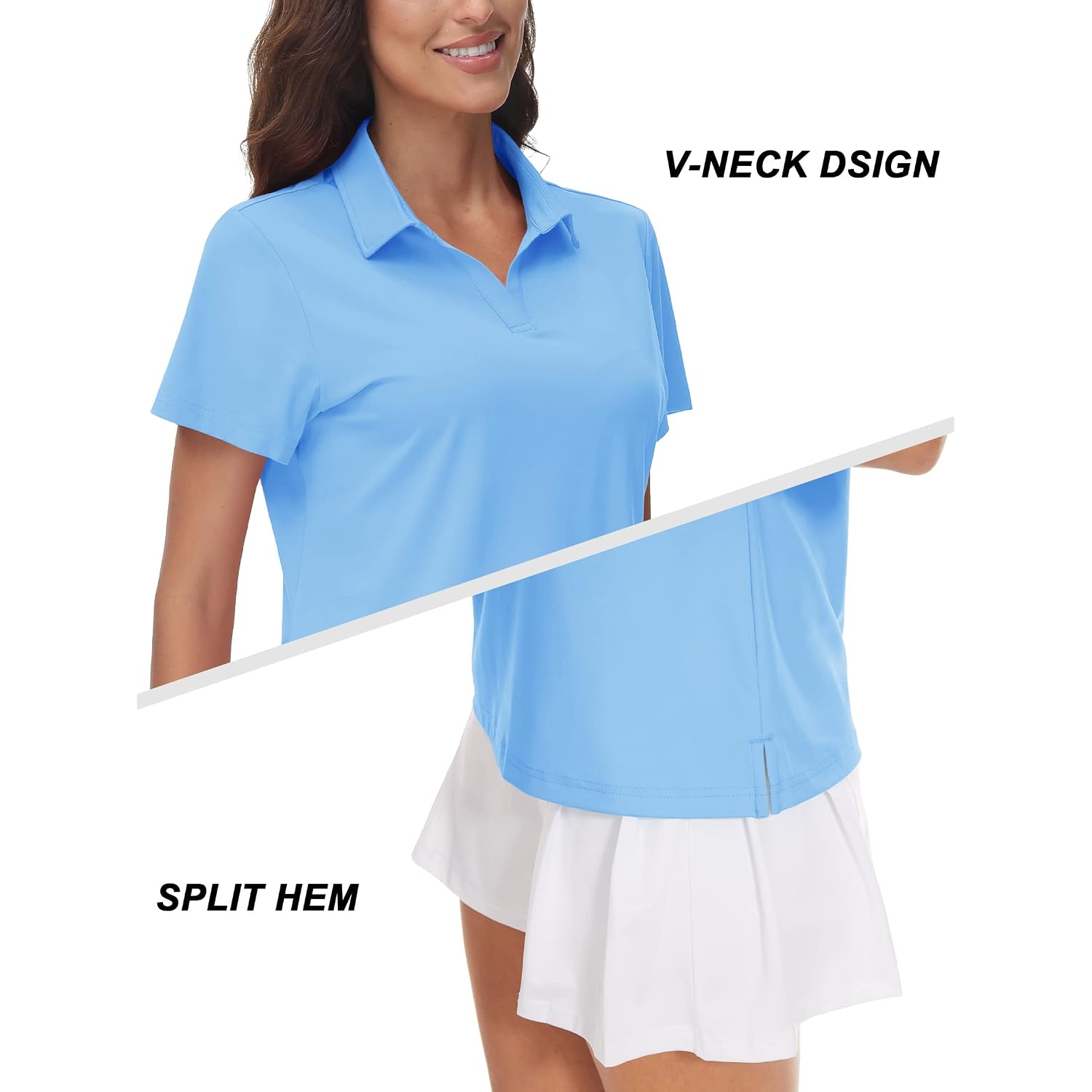 Tacvasen Women'S V-Neck Polo Shirts Upf 50+ Short Sleeve Sun Protection Quick Dry Golf Polos Collared Shirt