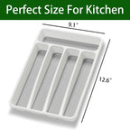 Loyareal Silverware Organizer Utenisl Organizer Holder Kitchen Drawer Organizer Plastic Silverware Tray For Drawer Flatware Organizer 5 Compartment White