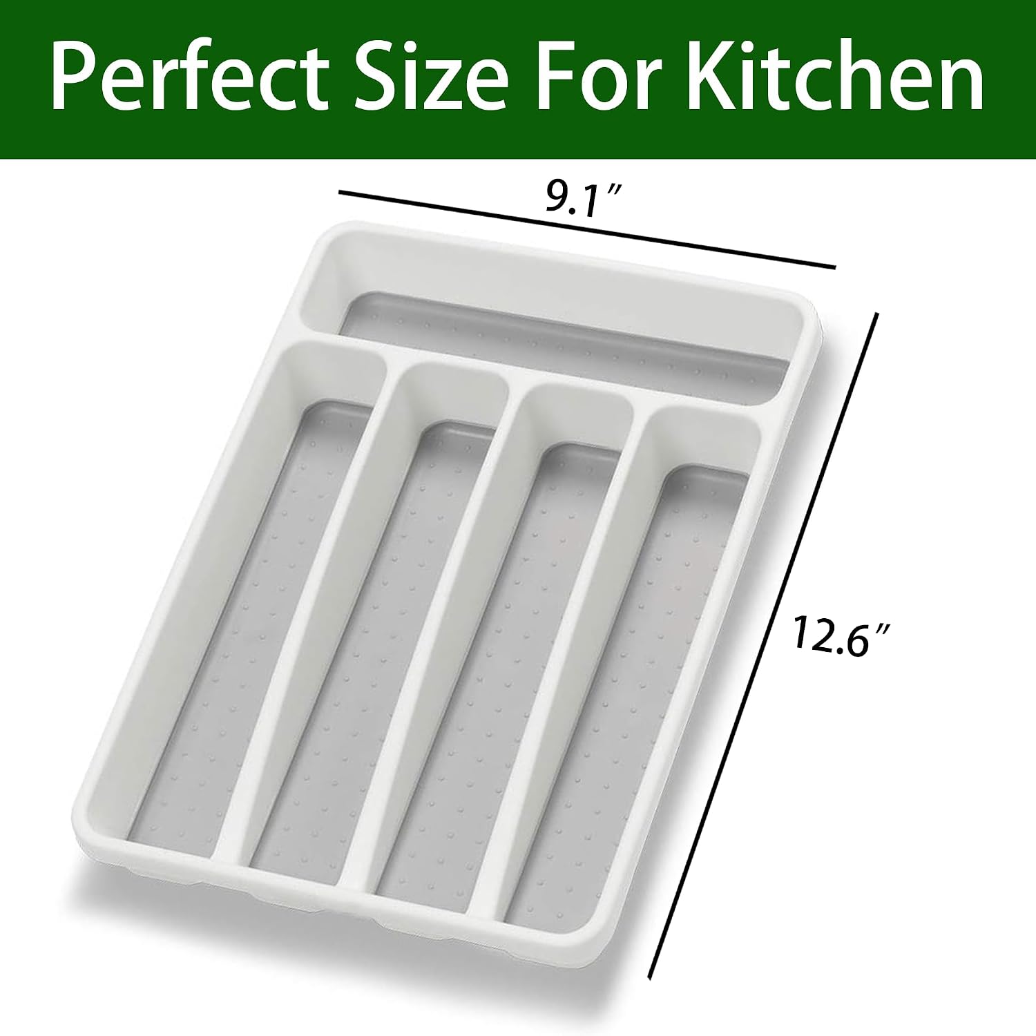 Loyareal Silverware Organizer Utenisl Organizer Holder Kitchen Drawer Organizer Plastic Silverware Tray For Drawer Flatware Organizer 5 Compartment White