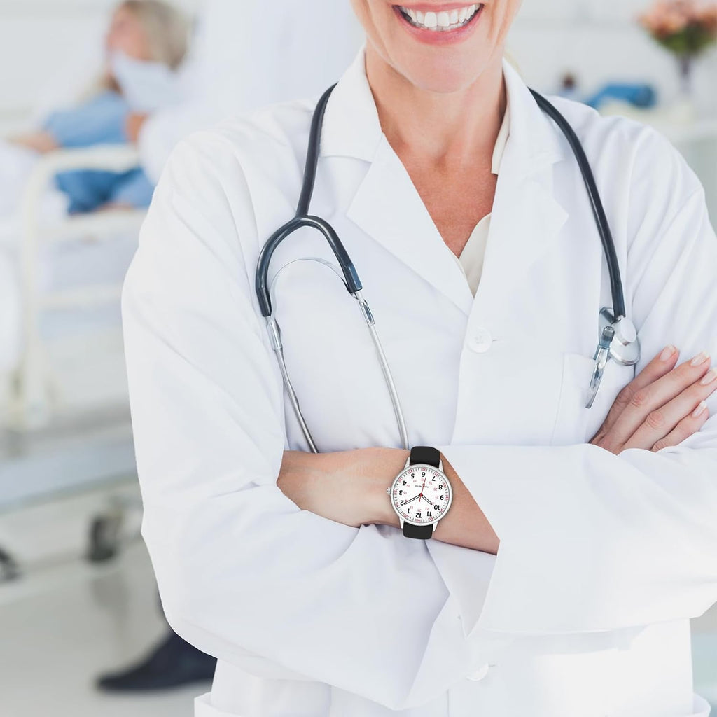 Twoption Nurse Watch For Women Waterproof Analog Silicone Watch With Second Hand Nursing Watch