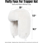 Ushanka Hat for Men Women Winter Cozy Plush Fur Russian Hat with Ear Flaps, Fluffy Furry Fuzzy Windproof Warm Trapper Hat