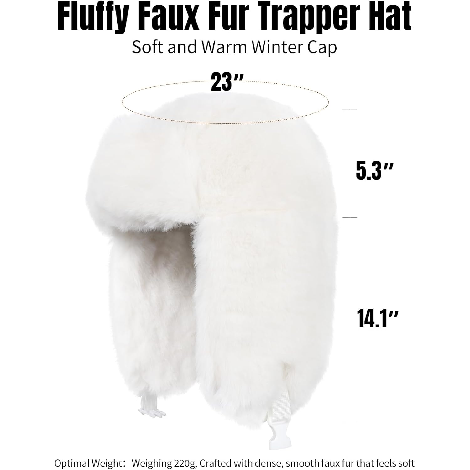 Ushanka Hat for Men Women Winter Cozy Plush Fur Russian Hat with Ear Flaps, Fluffy Furry Fuzzy Windproof Warm Trapper Hat