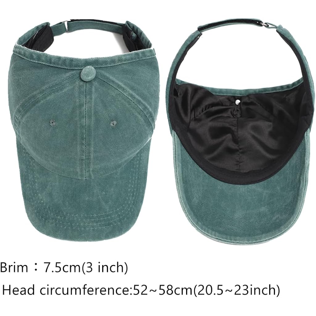2 Pack Backless Cap For Women Natural Curly Hair Hat Baseball Cap Afro Puff Ponytail Hat