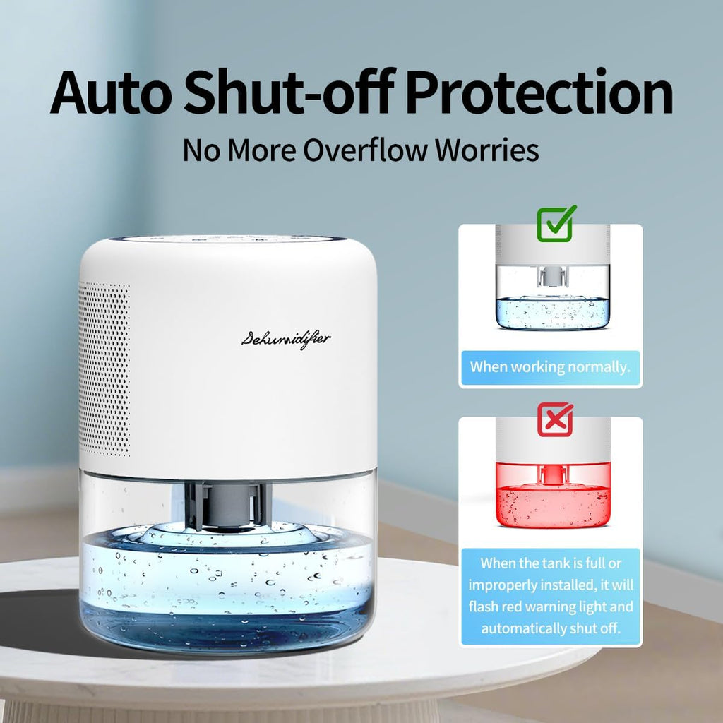 44Oz(1.3L) Small Dehumidifier For Home Auto-Off Quiet Portable Dehumidifier With 3 Modes 10 Color Lights 4 Timer Settings For Bedroom Bathroom Closet (215 Sq.Ft)