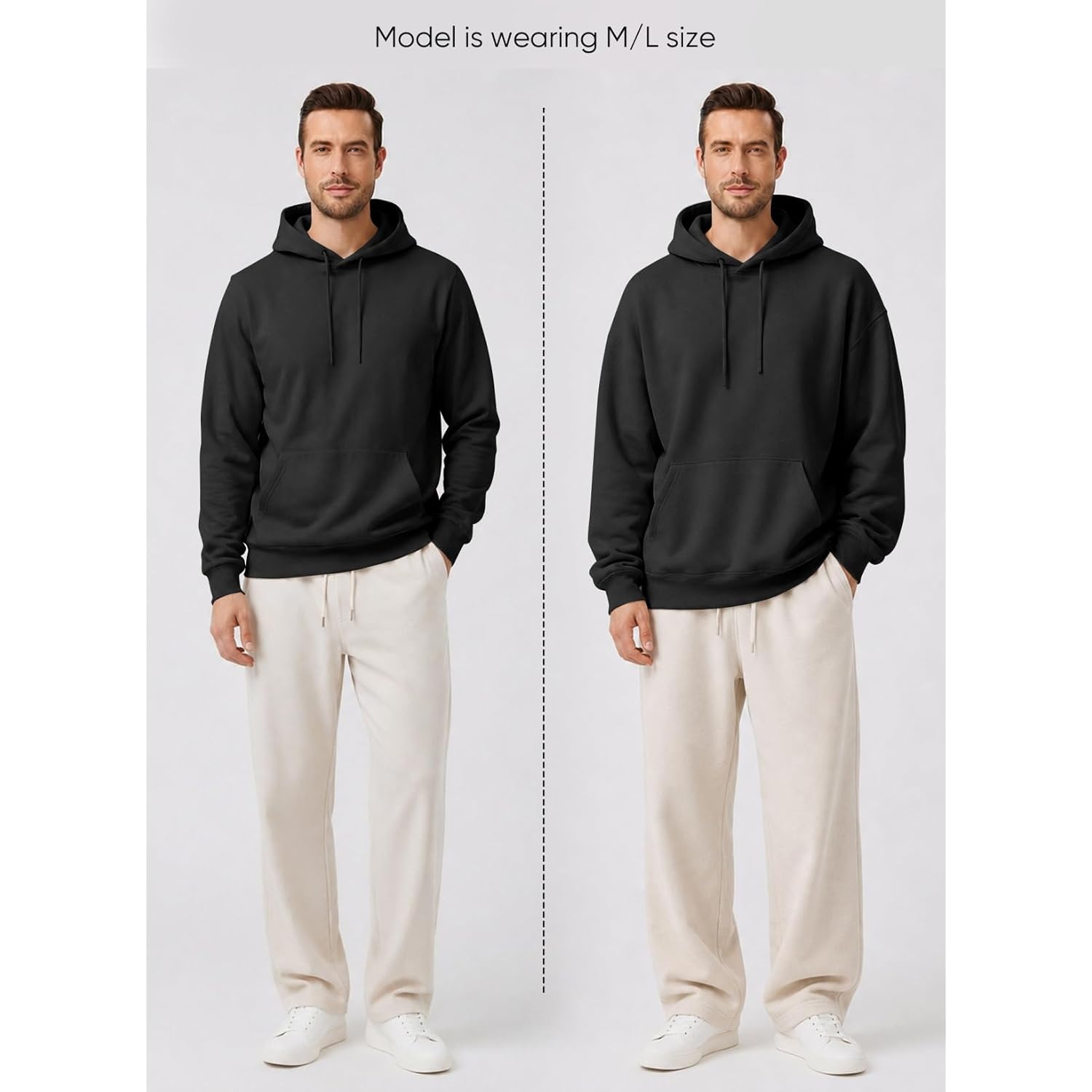 Jmierr Mens Fleece Lined Hoodie Pullover Drawstring Pocket Winter Warm | Cozy Fleece-Lined Pullover, Adjustable Drawstring Hood, Kangaroo Pocket, Regular Fit, 65/35 Poly-Cotton, Easy Wash