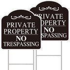 No Trespassing Signs Private Property, Large 2-Pack Private Property No Trespassing Sign 12"X12" Double-Sided H-Stake Metal Stakes, Outdoor Yard Sign, Private Property Signs For Home And Front Door