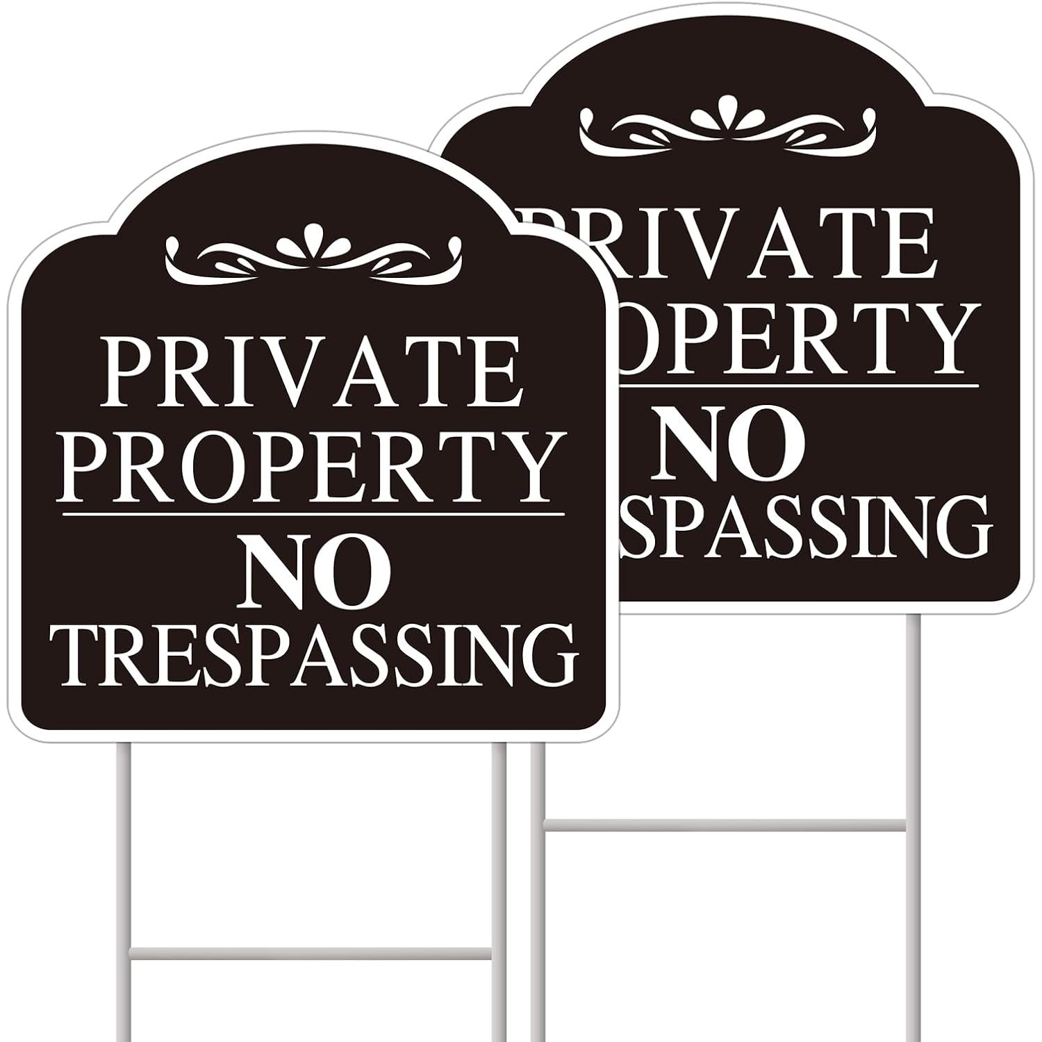 No Trespassing Signs Private Property, Large 2-Pack Private Property No Trespassing Sign 12"X12" Double-Sided H-Stake Metal Stakes, Outdoor Yard Sign, Private Property Signs For Home And Front Door