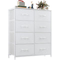 Olixis Dresser For Bedroom, 8 Storage Drawers, Tall Fabric Tower Organizer | Large Dresser For Closet, Chest Of Drawers With Metal Frame Wooden Top For Nursery, Living Room, Entryway, White