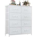 Olixis Dresser For Bedroom, 8 Storage Drawers, Tall Fabric Tower Organizer | Large Dresser For Closet, Chest Of Drawers With Metal Frame Wooden Top For Nursery, Living Room, Entryway, White