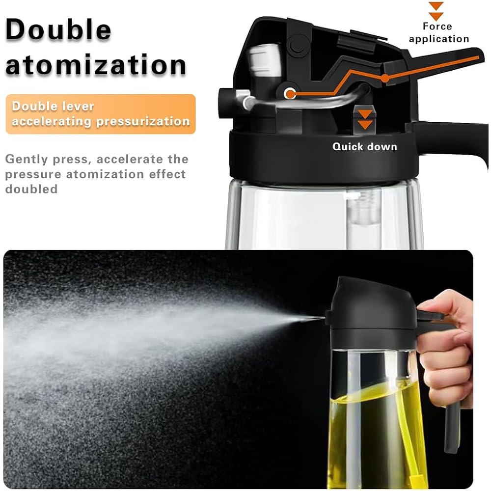2 In 1 Oil Sprayer, Oil Sprayer For Kitchen Cooking, 470Ml Oil Spray Bottle For Home