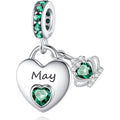 Birthstone Charms for Charms Bracelet: 925 Sterling Silver Heart Dangle Charms for Bracelets and Necklaces, Birthday Mother's Day Christmas Gifts For Women.