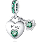 Birthstone Charms for Charms Bracelet: 925 Sterling Silver Heart Dangle Charms for Bracelets and Necklaces, Birthday Mother's Day Christmas Gifts For Women.