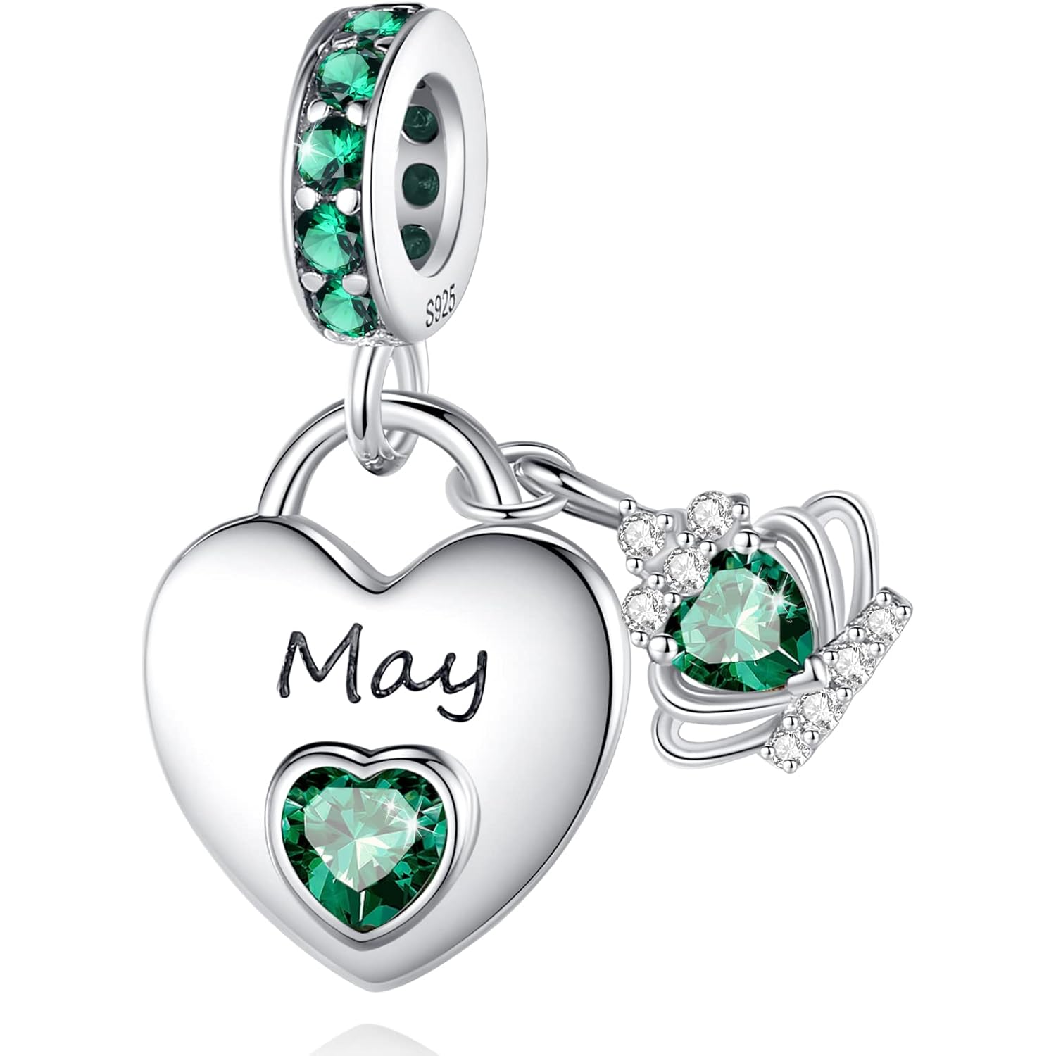 Birthstone Charms for Charms Bracelet: 925 Sterling Silver Heart Dangle Charms for Bracelets and Necklaces, Birthday Mother's Day Christmas Gifts For Women.