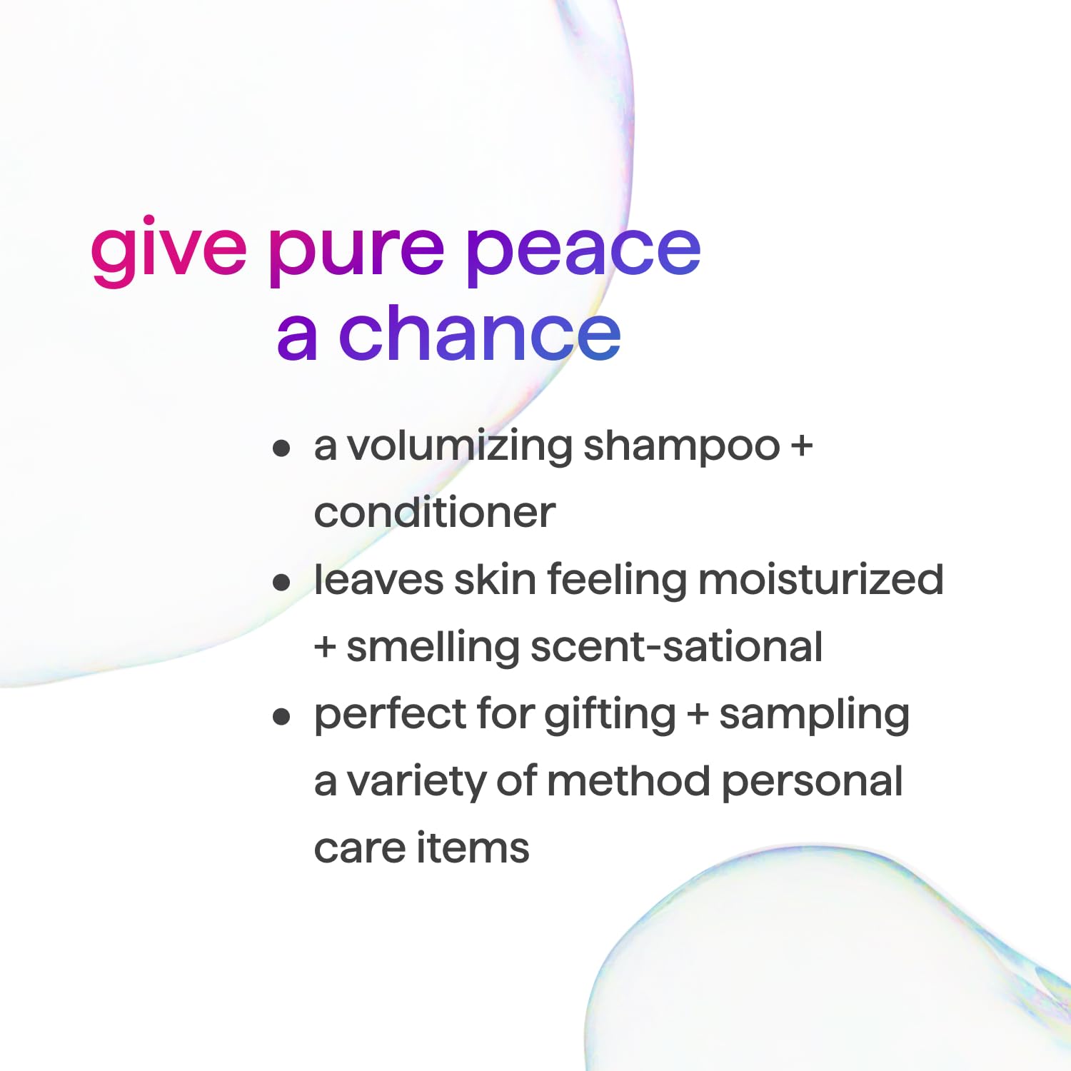 Method Body Wash And Hair Care Gift Set, Pure Peace, 3.4 Oz Travel Size Bottles