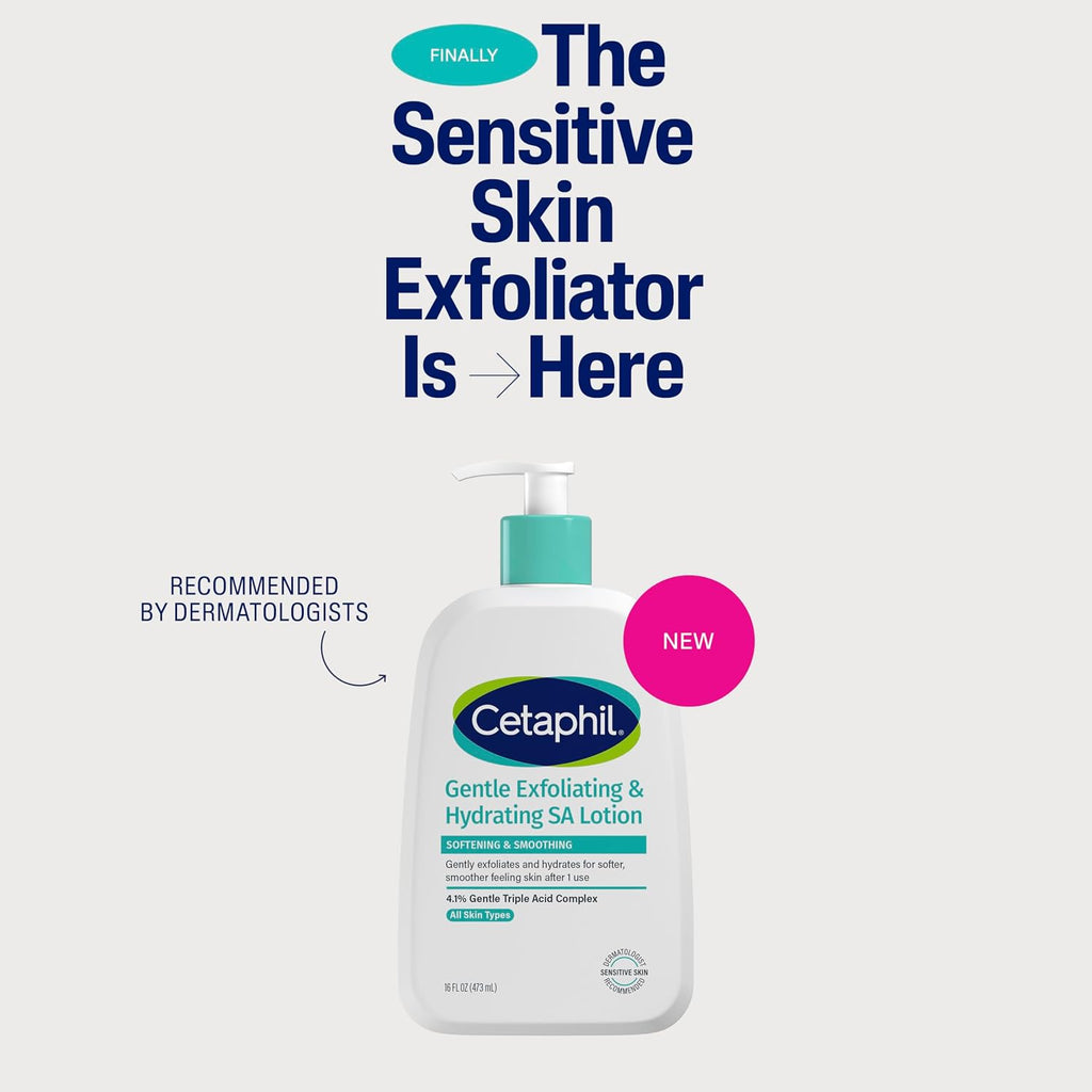 Cetaphil Gentle Exfoliating Sa Face Lotion, Lightweight Moisturizer For All Skin Types, 8 Oz Pump Bottle, Salicylic Acid, Mandelic Acid & Gluconolactone, Gently Exfoliates, Dermatologist Recommended