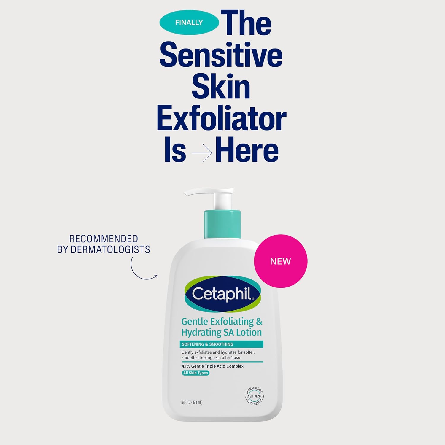 Cetaphil Gentle Exfoliating Sa Face Lotion, Lightweight Moisturizer For All Skin Types, 8 Oz Pump Bottle, Salicylic Acid, Mandelic Acid & Gluconolactone, Gently Exfoliates, Dermatologist Recommended