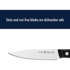 HENCKELS Solution Razor-Sharp 4-inch Compact Chef Knife, German Engineered Informed by 100+ Years of Mastery, Black/Stainless Steel