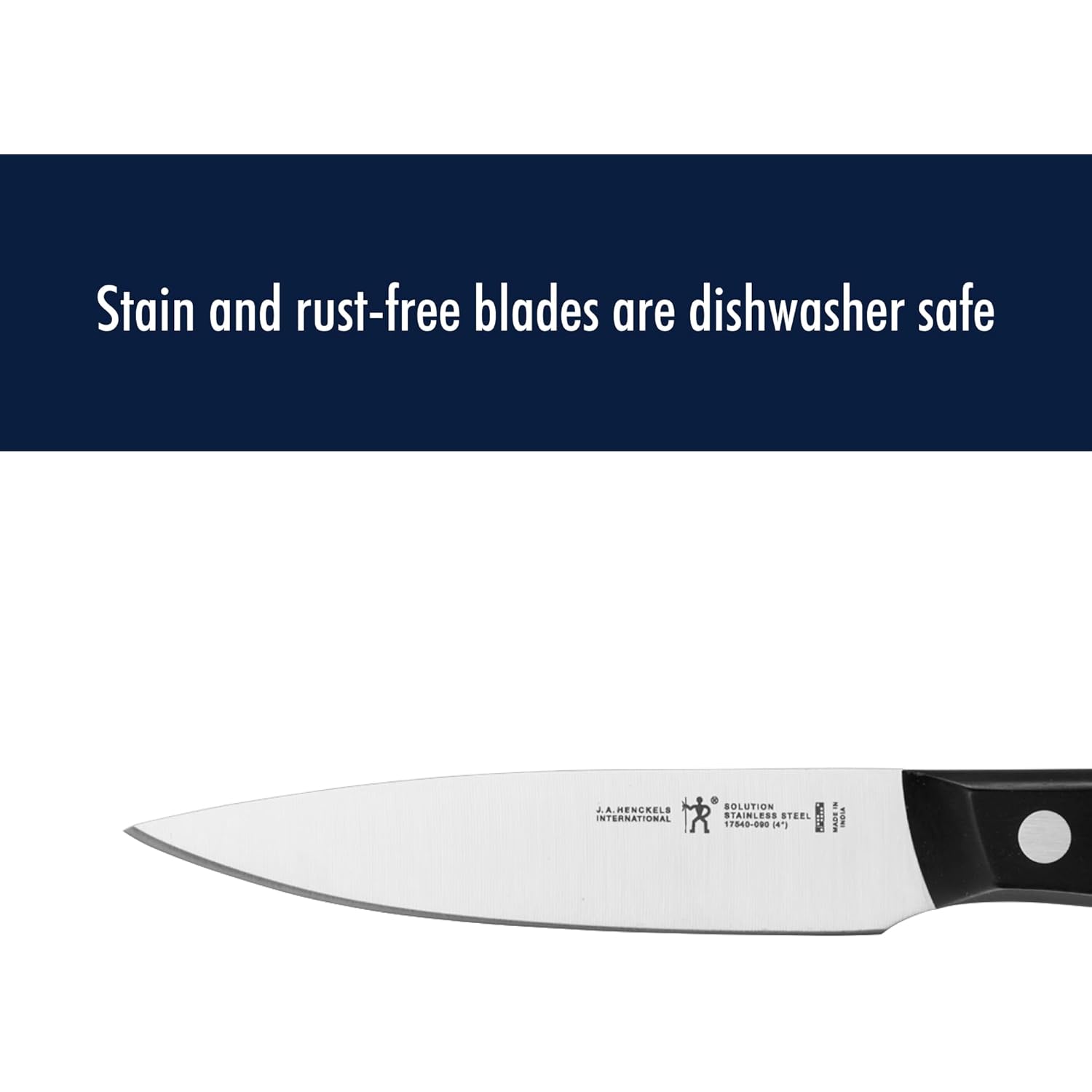 HENCKELS Solution Razor-Sharp 4-inch Compact Chef Knife, German Engineered Informed by 100+ Years of Mastery, Black/Stainless Steel