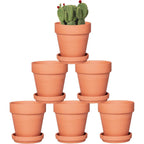 Orceler 4 Inch Terracotta Pots With Saucer - 6 Pack Small Clay Plant Pots With Drainage Holes, Flower Pots With Tray, Terra Cotta Pots For Indoor Outdoor Plants, Crafts, Wedding Favor