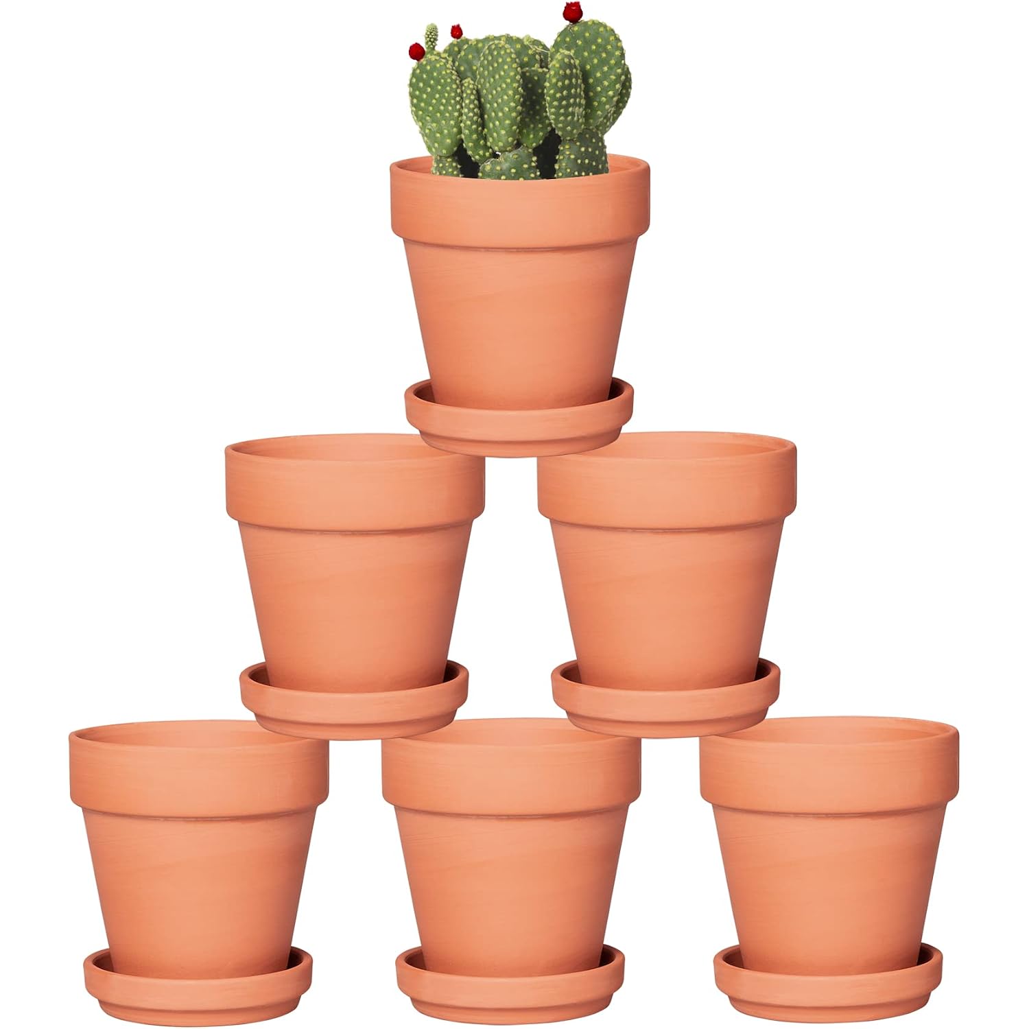 Orceler 4 Inch Terracotta Pots With Saucer - 6 Pack Small Clay Plant Pots With Drainage Holes, Flower Pots With Tray, Terra Cotta Pots For Indoor Outdoor Plants, Crafts, Wedding Favor