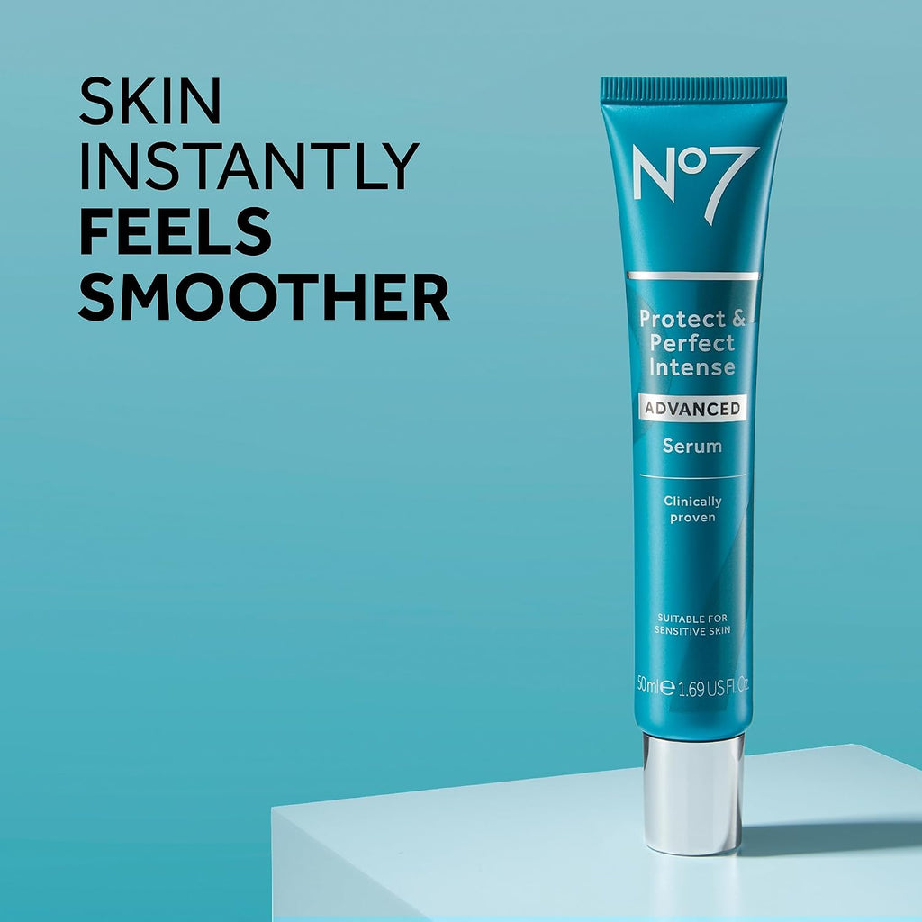 No7 Protect & Perfect Intense Advanced Serum - Anti-Aging Face Serum That Visibly Smoothes & Firms Fine Lines And Wrinkles - Formulated With Hyaluronic Acid And Matrix 3000+ Technology (1.69 Fl Oz)