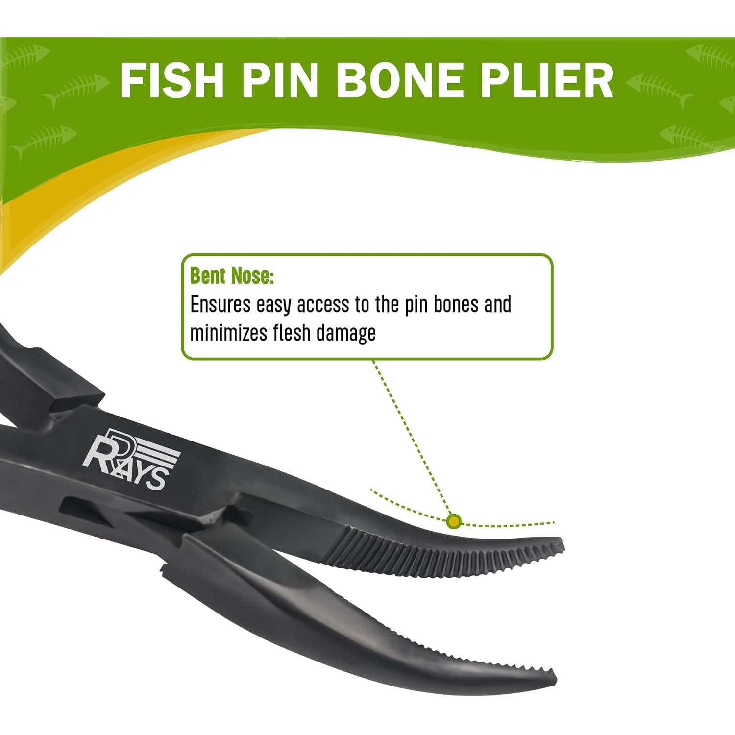 Fish Bone Pliers/Tweezers – Ergonomic Non-Slip Grip, Food-Grade Stainless Steel Deboner | Pin Bone Remover for Salmon, Trout & All Fish
