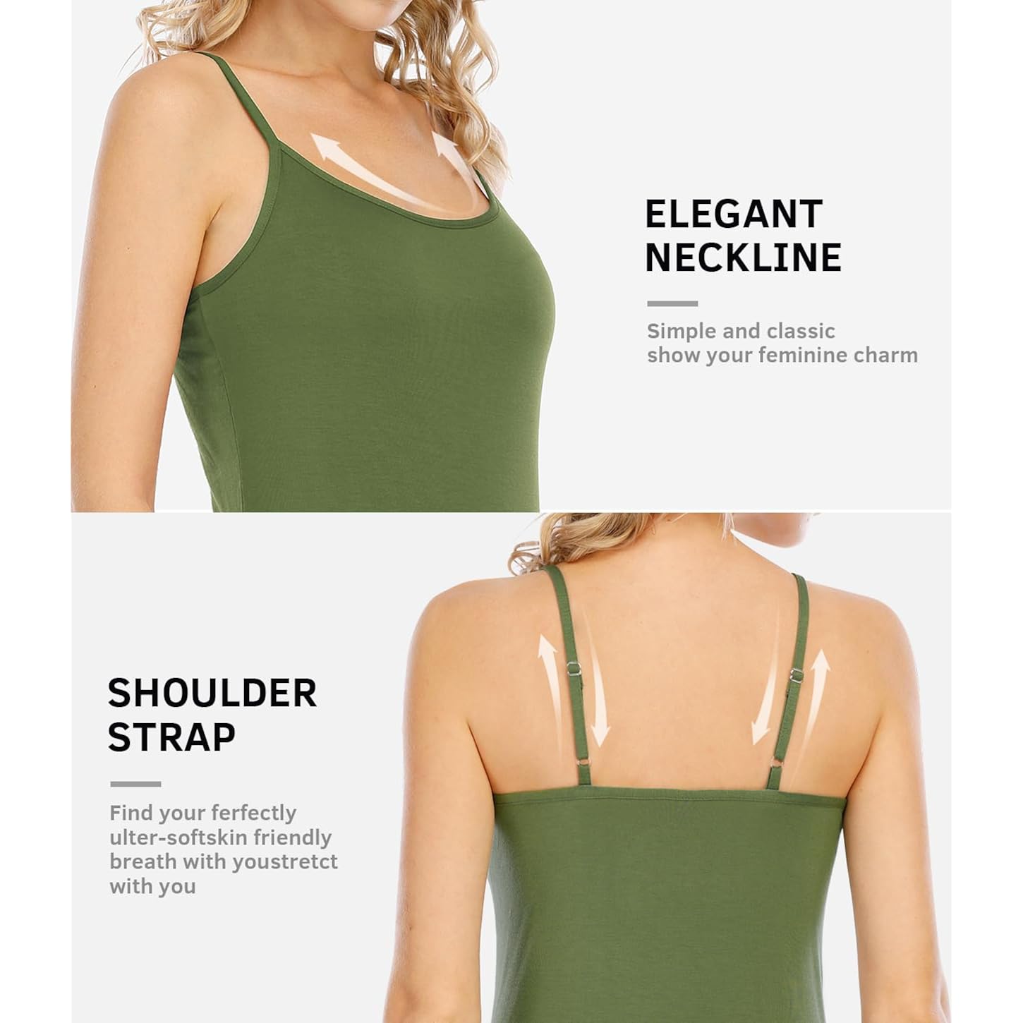 4 Pack Camisole Tops for Women Basic Undershirt Tanks Adjustable Spaghetti Straps Camis Seamless Soft Layering Top