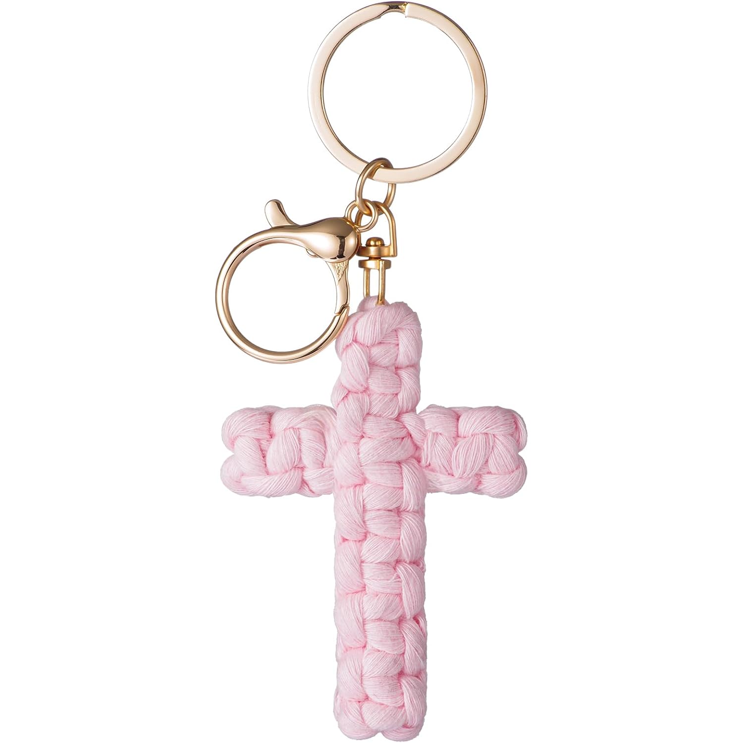 Macrame Cross Keychain,Jesus Key Chain Christian Car Accessories Handmade Soft Cross Keychain Boho Decor for Women Men Gifts
