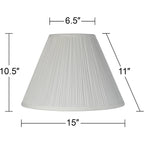 Set Of 2 White Pleated Large Empire Lamp Shade (Pre-Assembled) S 6.5" Top X 15" Bottom X 11" High (Spider) Replacement With Harp And Finial