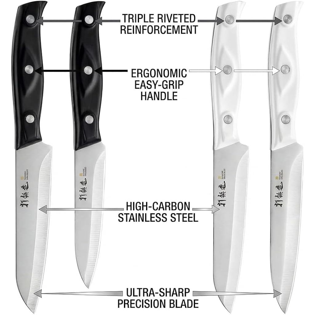 Hammer Iron Alley 4Pcs Paring Knife - 4/4.5 Inch Fruit And Vegetable Paring Knives - Ultra Sharp Kitchen Knife - Peeling Knives - German Stainless Steel-Abs Handle