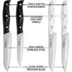 Hammer Iron Alley 4Pcs Paring Knife - 4/4.5 Inch Fruit And Vegetable Paring Knives - Ultra Sharp Kitchen Knife - Peeling Knives - German Stainless Steel-Abs Handle