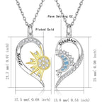 Mother Daughter Necklace Set for 2 Sterling Silver Sun and Moon Matching Pendant Necklace Jewelry Gifts Mother's Day Birthday