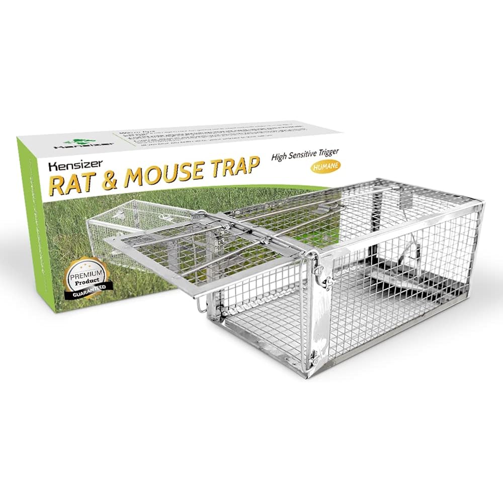 Kensizer Humane Rat Trap, Small Mouse Traps 10.5" L X 5.5" W X 4.5" H | Chipmunk Rodent Trap, Indoor And Outdoor, Mouse Voles Hamsters, Live Cage Catch And Release, 1-Pack