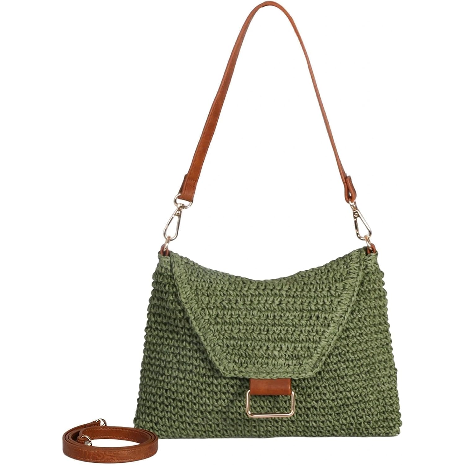 Eiyye Straw Crossbody Purse For Women Handwoven Shoulder Bag Green