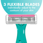 BIC Soleil 3 Simply Women's Disposable 3-Blade Razors, Moisture Strip and Floral Handles for Smooth Summer Shaves, 5-Pack