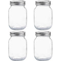 YINGERHUAN Glass Regular Mouth Mason Jars, 16 oz Clear Glass Jars with Silver Metal Lids for Sealing, Canning Jars for Food Storage, Overnight Oats, Dry Food, Snacks, Candies, DIY Projects (4PACK)