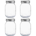 YINGERHUAN Glass Regular Mouth Mason Jars, 16 oz Clear Glass Jars with Silver Metal Lids for Sealing, Canning Jars for Food Storage, Overnight Oats, Dry Food, Snacks, Candies, DIY Projects (4PACK)