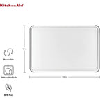 Kitchenaid Classic Plastic Cutting Board With Perimeter Trench And Non Slip Edges, Dishwasher Safe, 12 Inch X 18 Inch, White And Gray